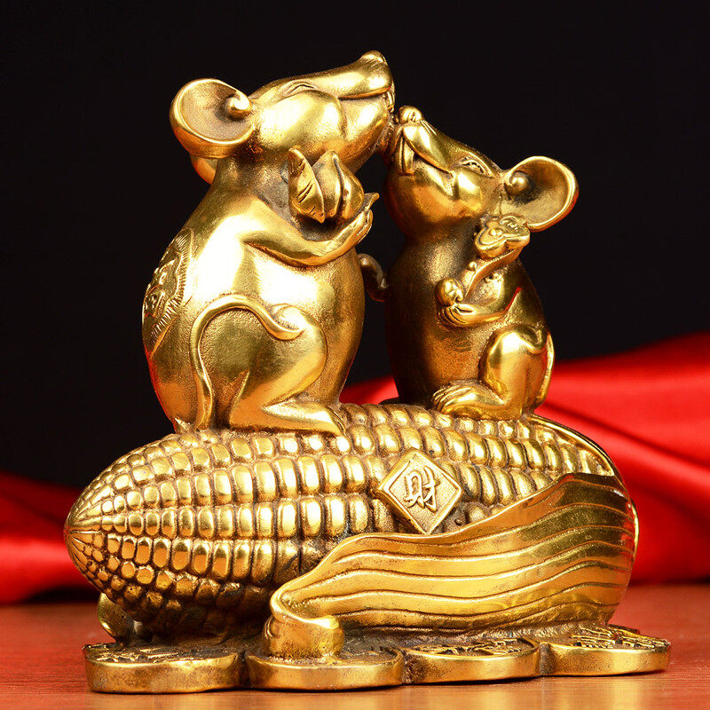 宏图好运 黄铜生肖鼠摆件——金钱与丰收的家居艺术