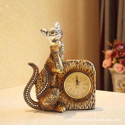 厂家直销！树脂工艺礼品招财猫座钟摆件 XA406 家居饰品批发优选