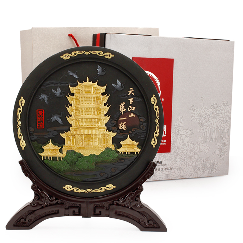 武汉特色炭雕工艺品 黄鹤楼定制礼品传递地方文化魅力
